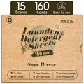Laundry Detergent Sheets, Sage Breeze Scent, No Plastic, 160 Count, 1 Pack