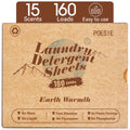 Laundry Detergent Sheets, Earth Warmth Scent, No Plastic, 160 Count, 1 Pack