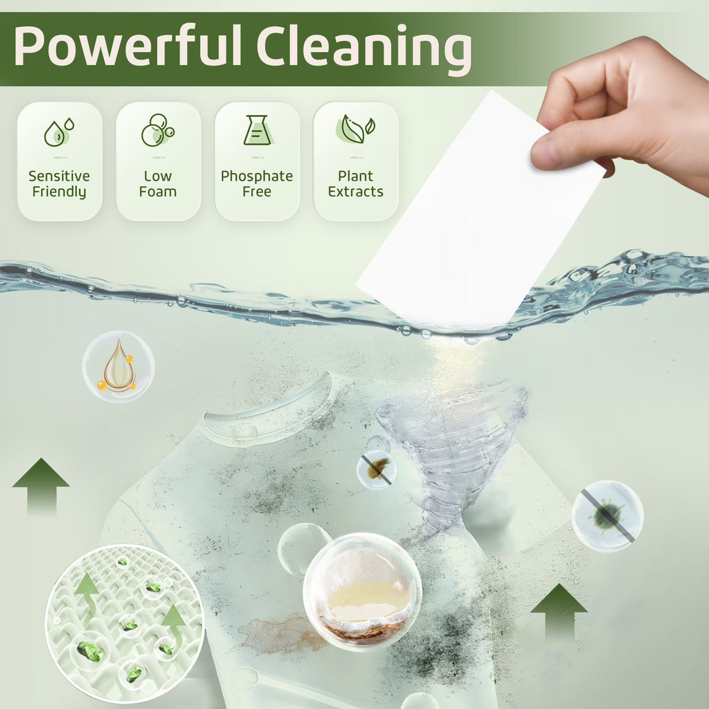Laundry Detergent Sheets, Sage Breeze Scent, No Plastic, 160 Count, 1 Pack