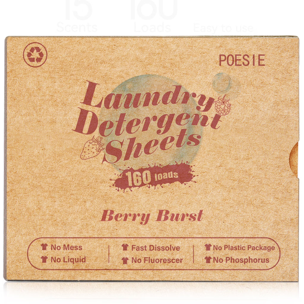 Laundry Detergent Sheets, Berry Burst Scent, No Plastic, 160 Count, 1 Pack